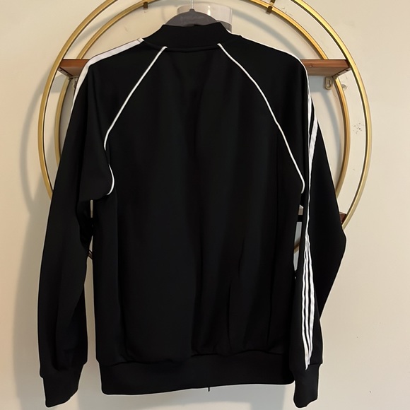 Adidas Unisex Black White Stripe Zip Up Jacket Size M - Picture 2 of 10